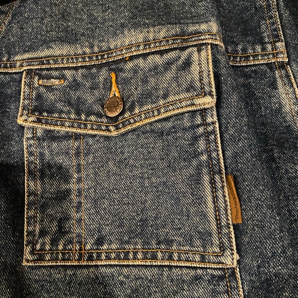 CLASSIC VINTAGE 1993 Timberland Blue Denim Jacket /Tan leather Collar SIZE XL - Picture 4 of 8